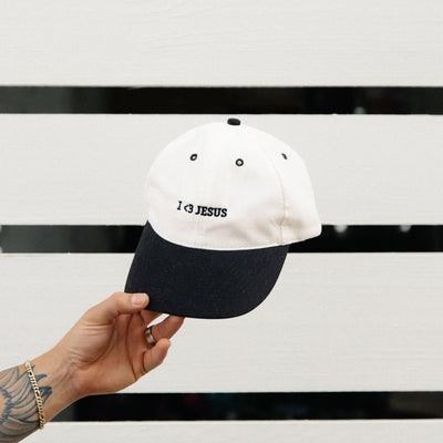 NEW! | "I <3 JESUS" BASEBALL CAP | WHITE/BLACK