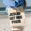 NEW!! | "JESUS SET ME FREE" PUFF PRINT TOTE