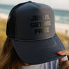 NEW! | "JESUS SET ME FREE" BOLD HAT | BLACK/GRAY