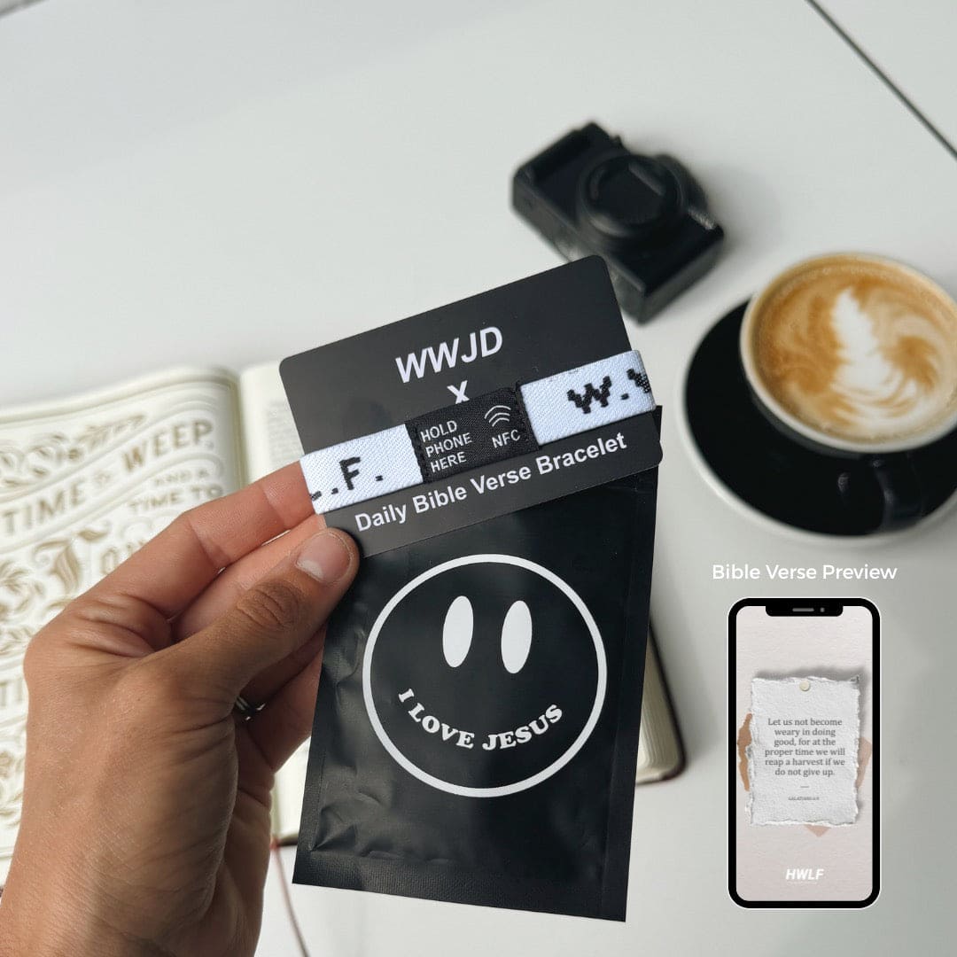NEW! | DAILY BIBLE VERSE "WWJD X HWLF" BRACELET | WHITE