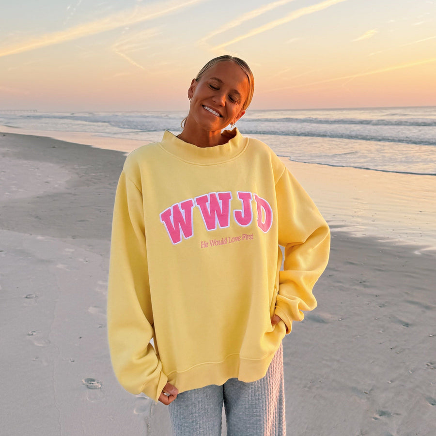 NEW! | "WWJD" PREMIUM MOCKNECK CREW | YELLOW