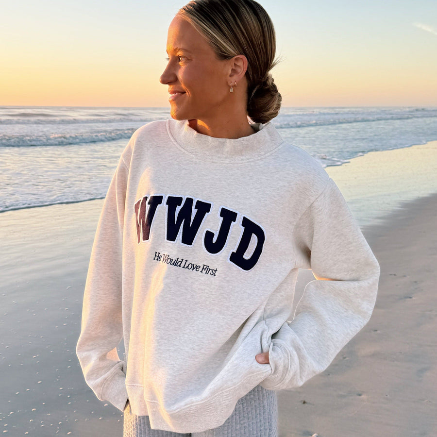 NEW! | "WWJD" PREMIUM MOCKNECK CREW | ASH