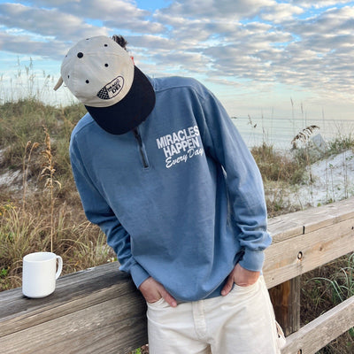 NEW! | "MIRACLES" COMFORT COLOR QUARTER ZIP | BLUE JEAN