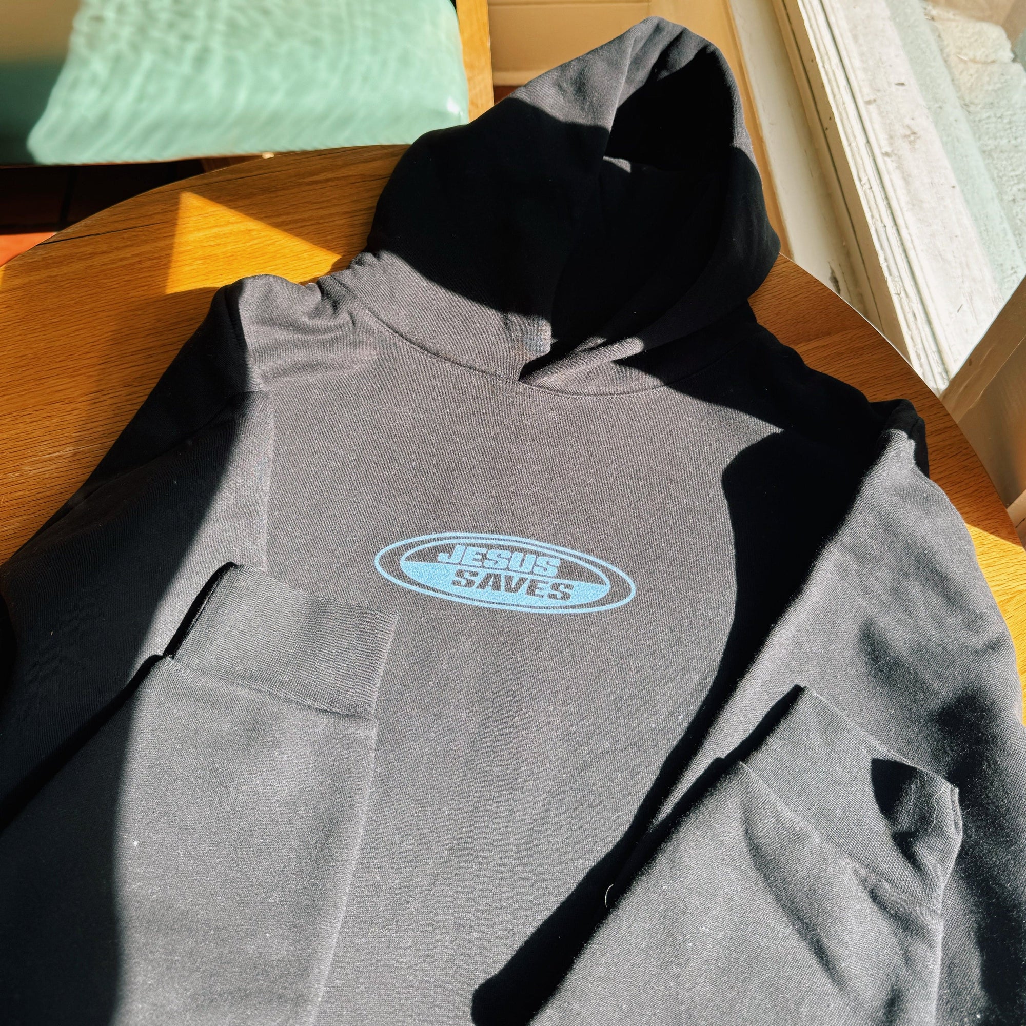 PREMIUM | "JESUS SAVES" HEAVY WEIGHT HOODIE | BLACK/BLUE