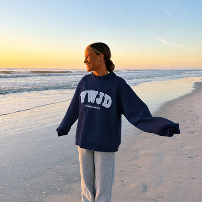 PREMIUM! | WWJD HEAVY WEIGHT MOCKNECK CREW | NAVY