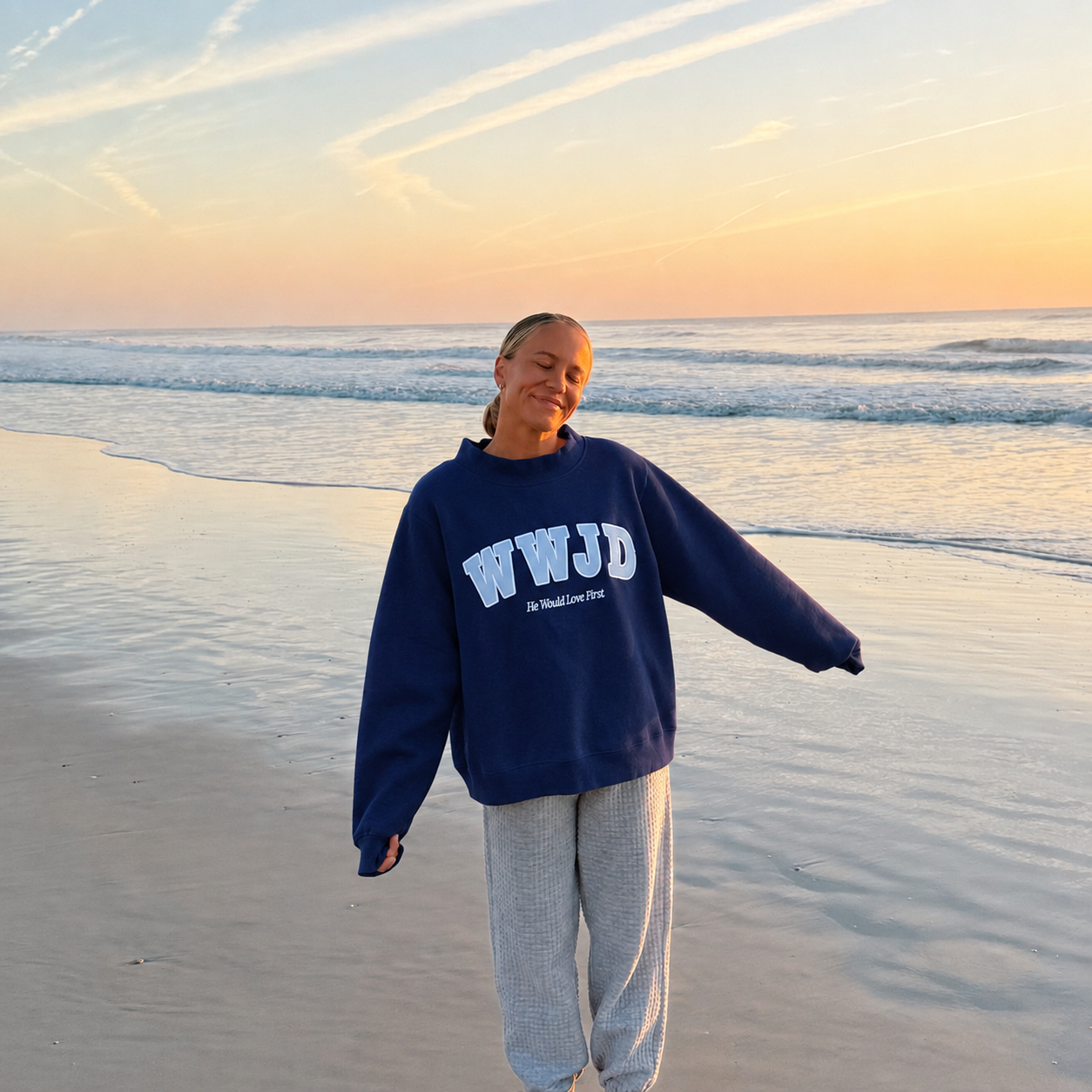 PREMIUM! | WWJD HEAVY WEIGHT MOCKNECK CREW | NAVY