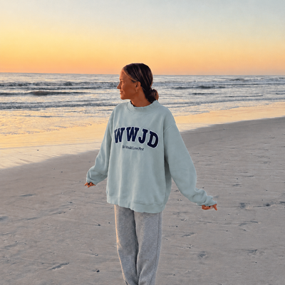 PREMIUM! | WWJD HEAVY WEIGHT MOCKNECK CREW | BLUE