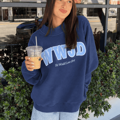 PREMIUM! | WWJD HEAVY WEIGHT MOCKNECK CREW | NAVY