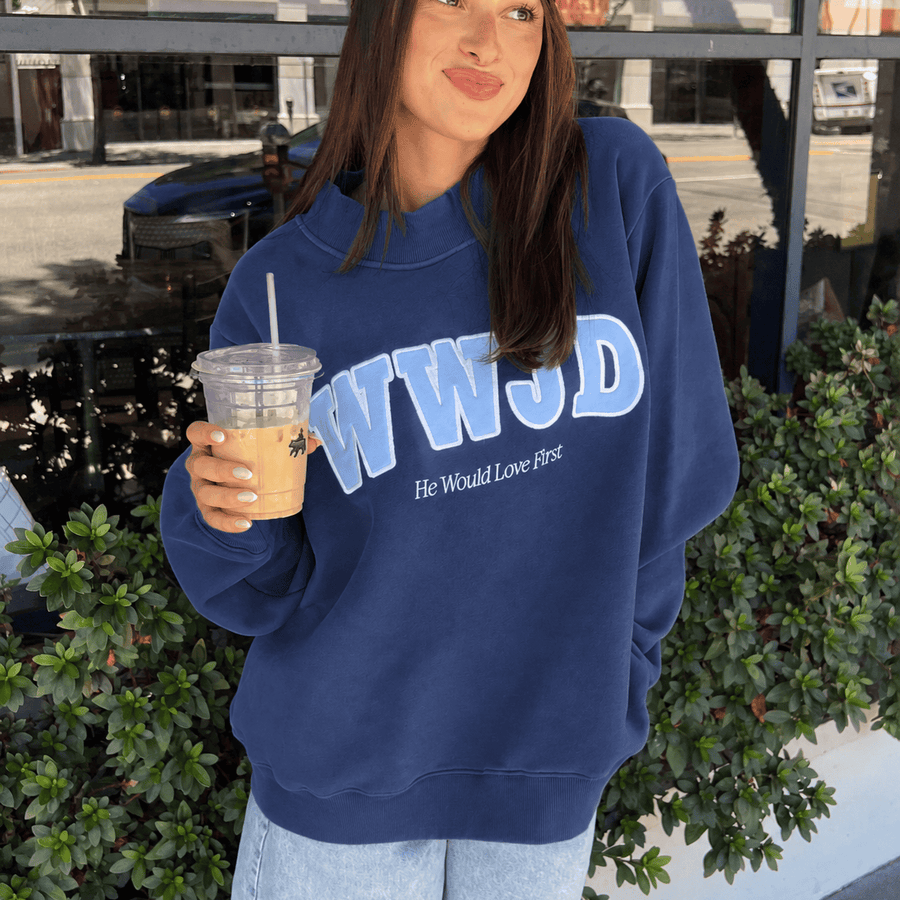 PREMIUM! | WWJD HEAVY WEIGHT MOCKNECK CREW | NAVY