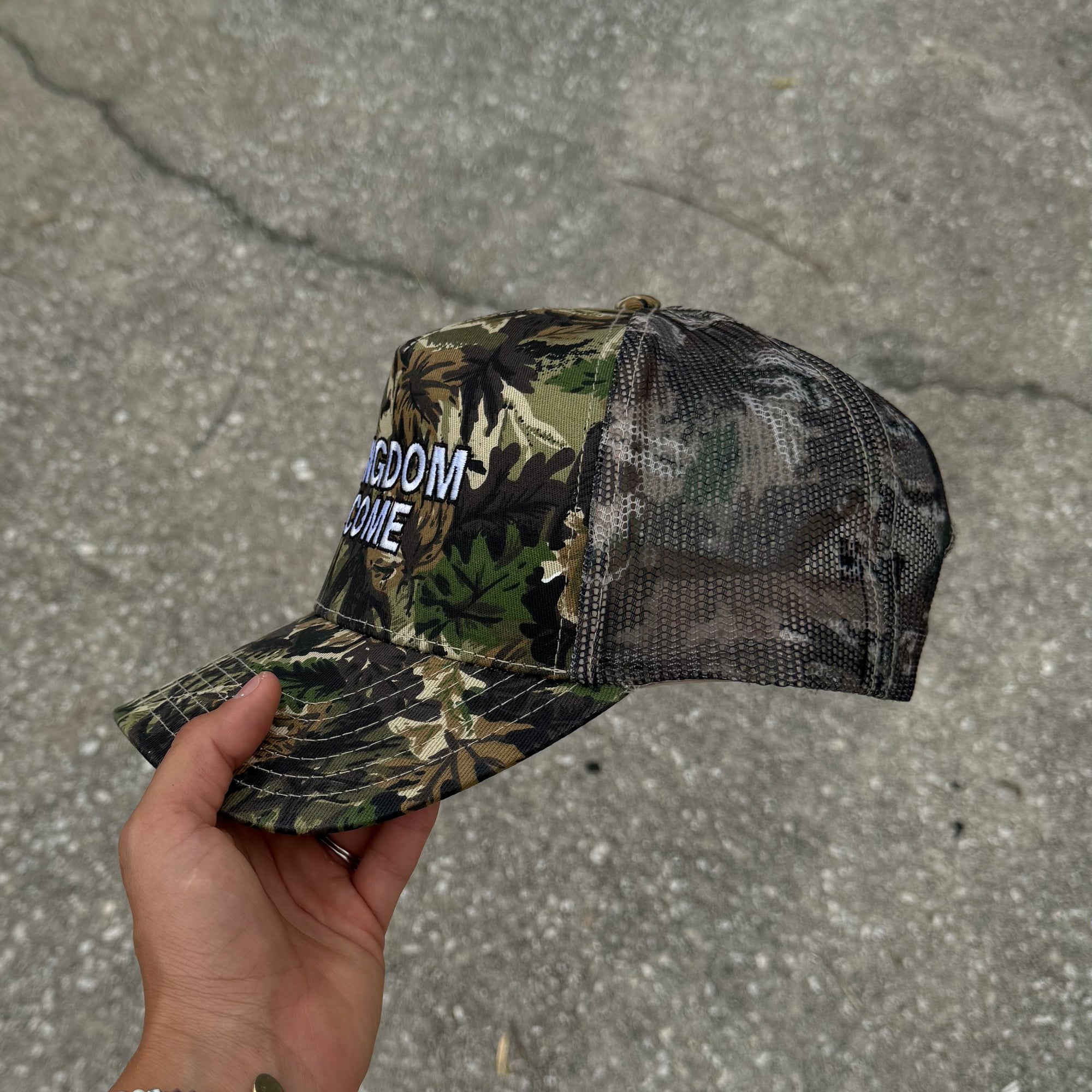 NEW! | "KINGDOM COME" EMBROIDERED TRUCKER HAT | CAMO
