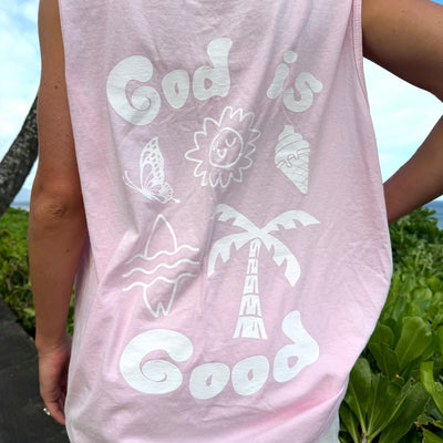 NEW! | "GOD IS GOOD" PREMIUM COMFORT COLOR TANK | PINK