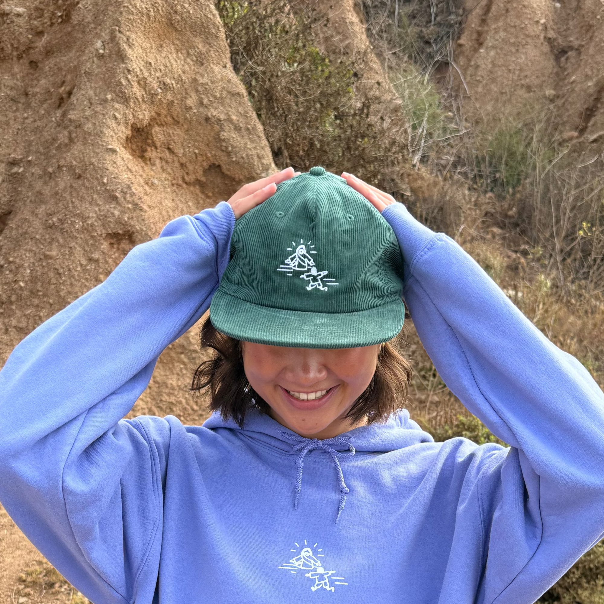 NEW | "JESUS DOODLE" EMBROIDERED CORDUROY HAT | GREEN