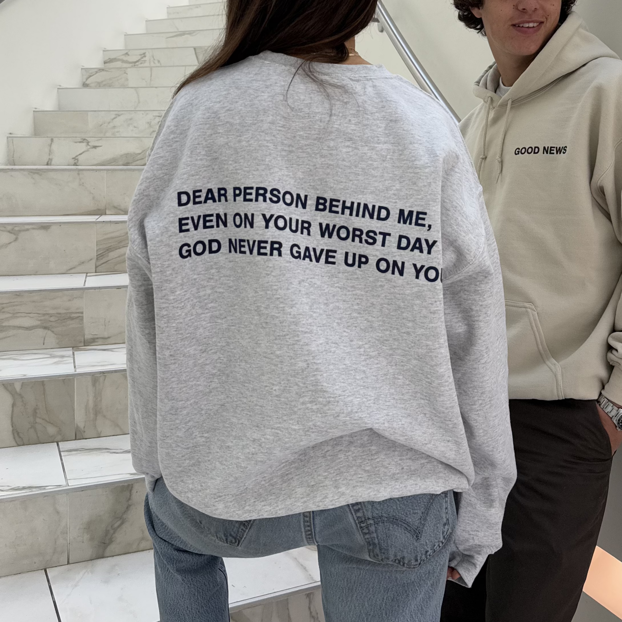 NEW | "DEAR PERSON BEHIND ME" CREWNECK |ASH/NAVY