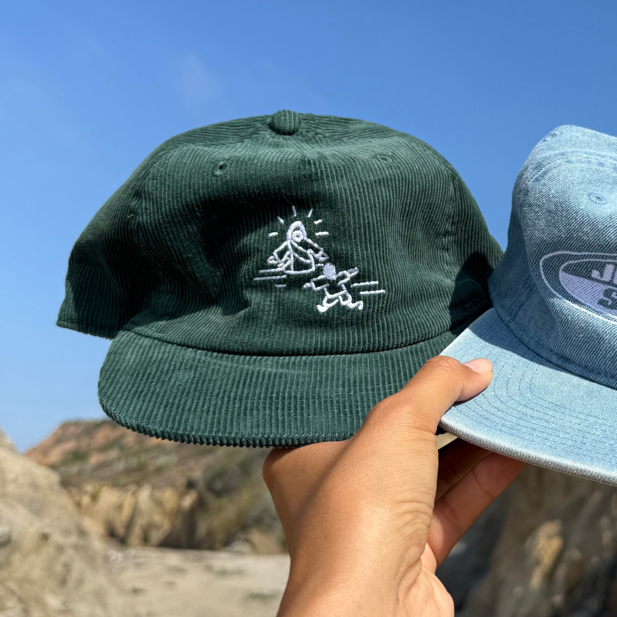 NEW | "JESUS DOODLE" EMBROIDERED CORDUROY HAT | GREEN