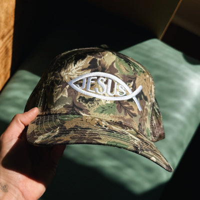 NEW! | CAMO "JESUS" TRUCKER HAT