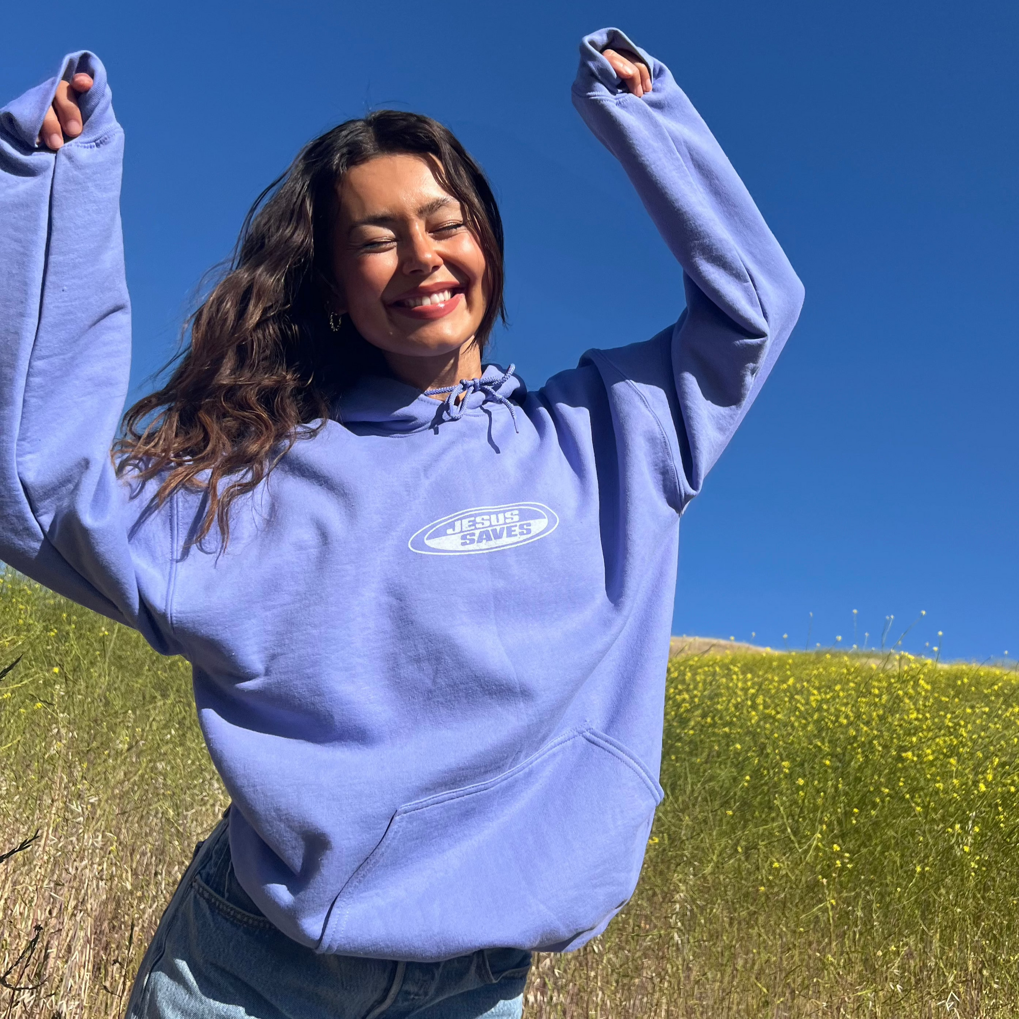 NEW! | "JESUS SAVES" RETRO HOODIE | VIOLET