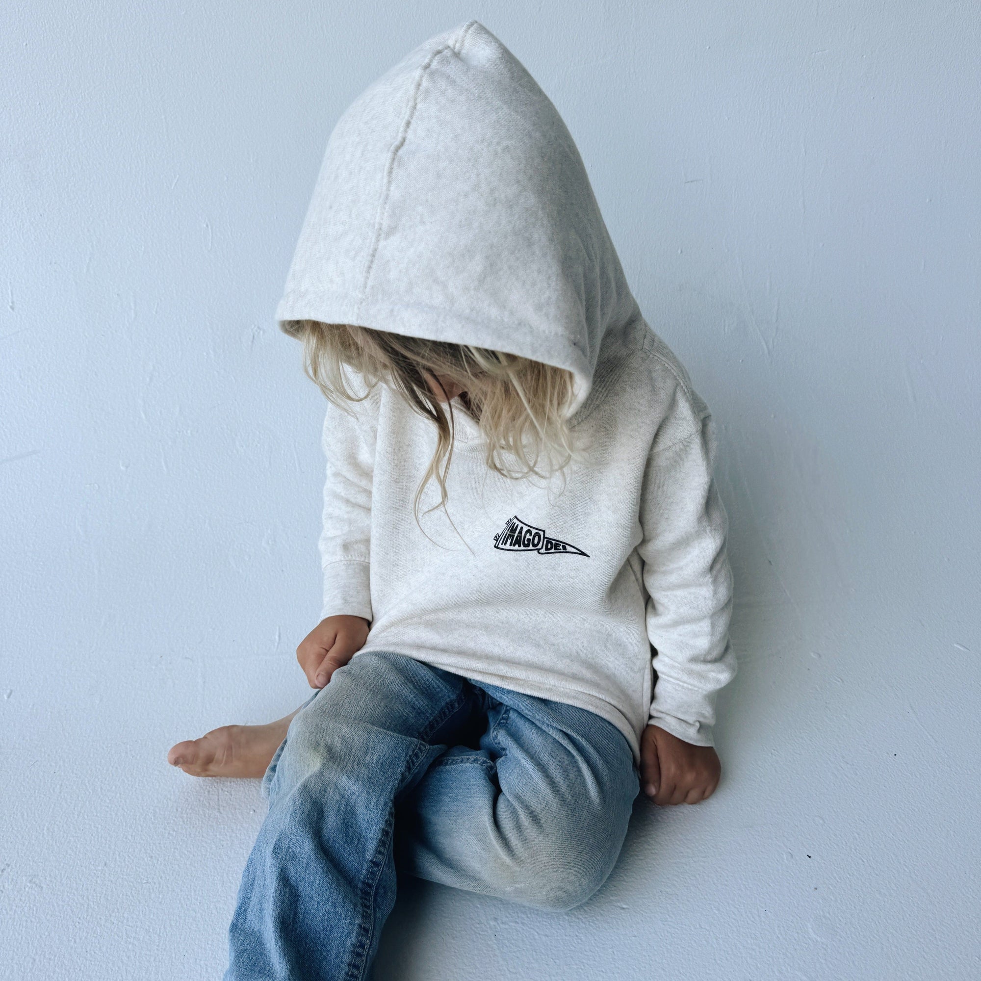 NEW! | TODDLER "IMAGO DEI" HOODIE | HEATHER SAND