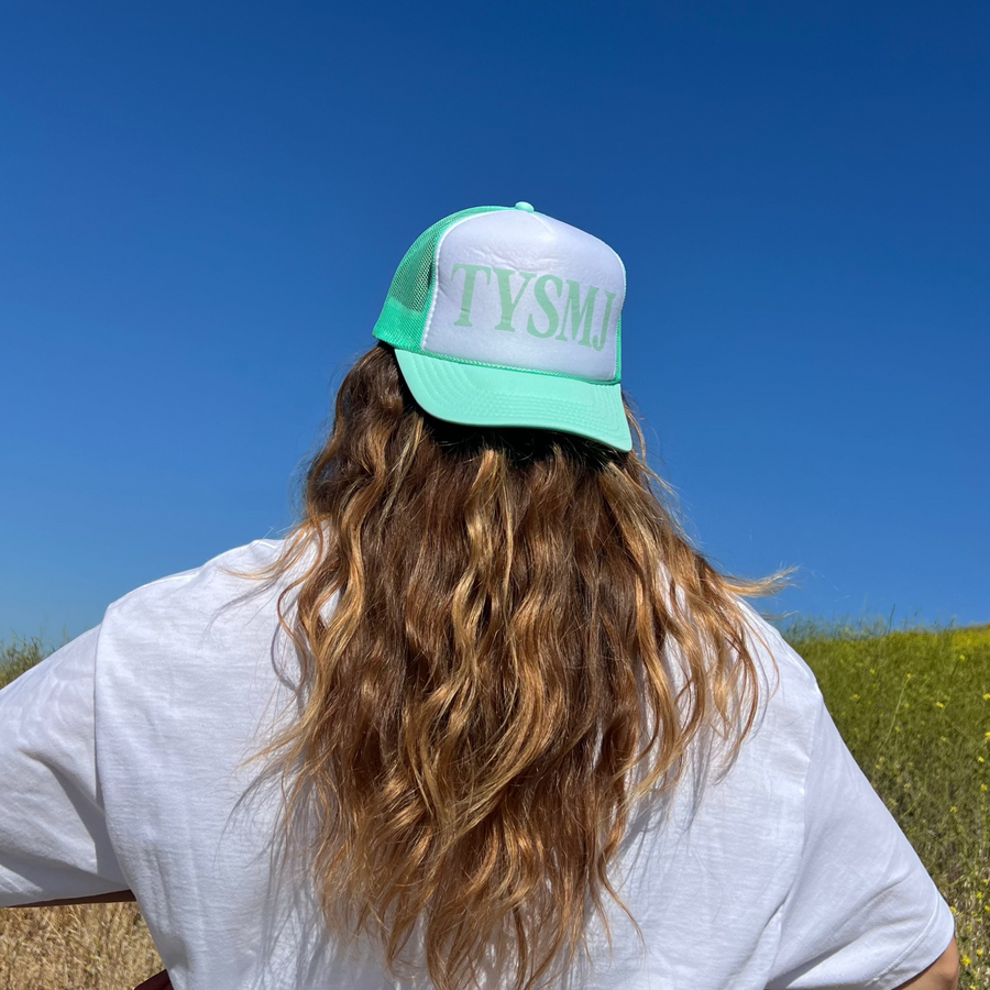 NEW! | "TYSMJ" HAT | MINT/WHITE