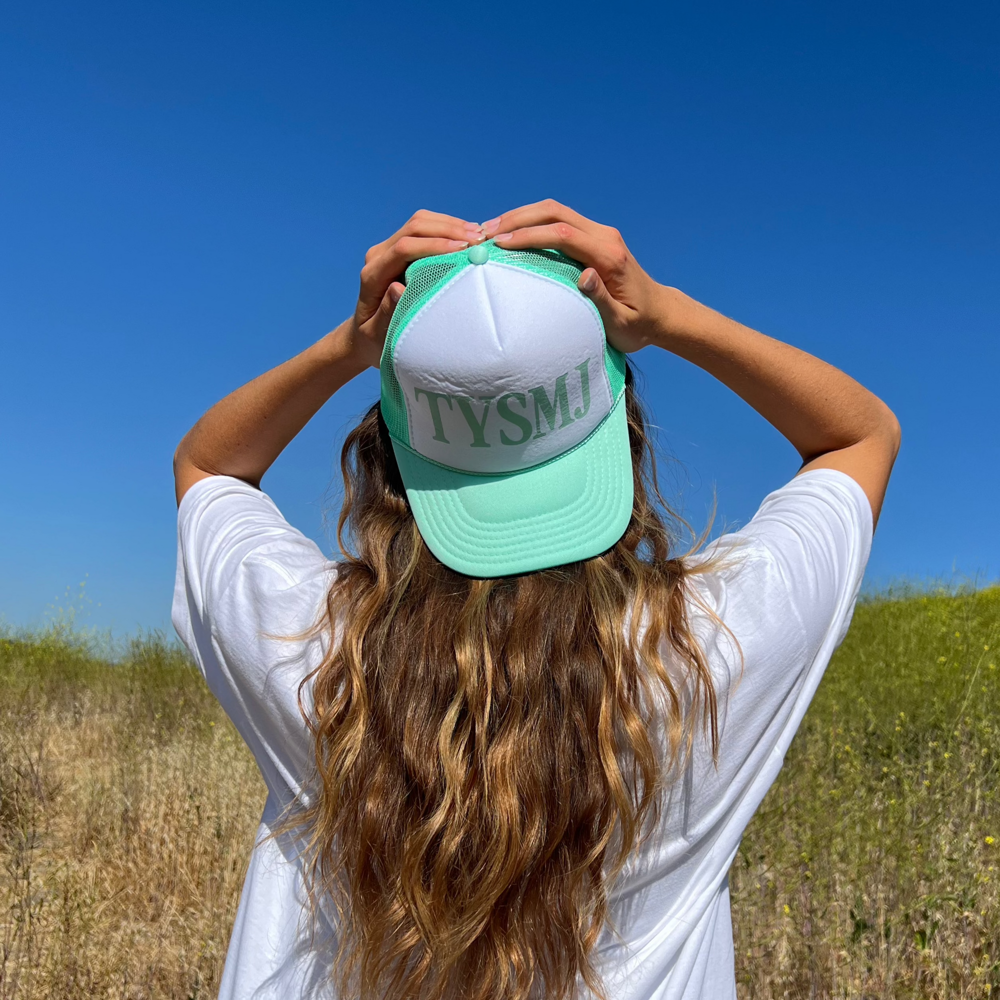 NEW! | "TYSMJ" HAT | MINT/WHITE