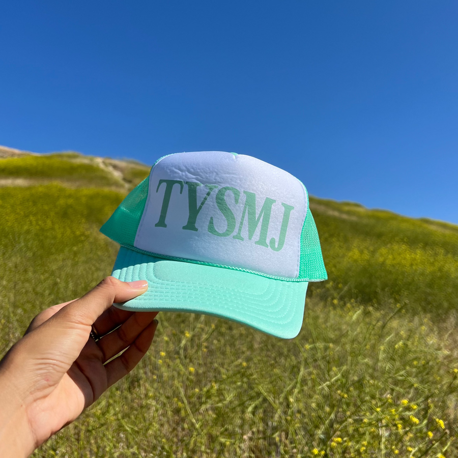 NEW! | "TYSMJ" HAT | MINT/WHITE