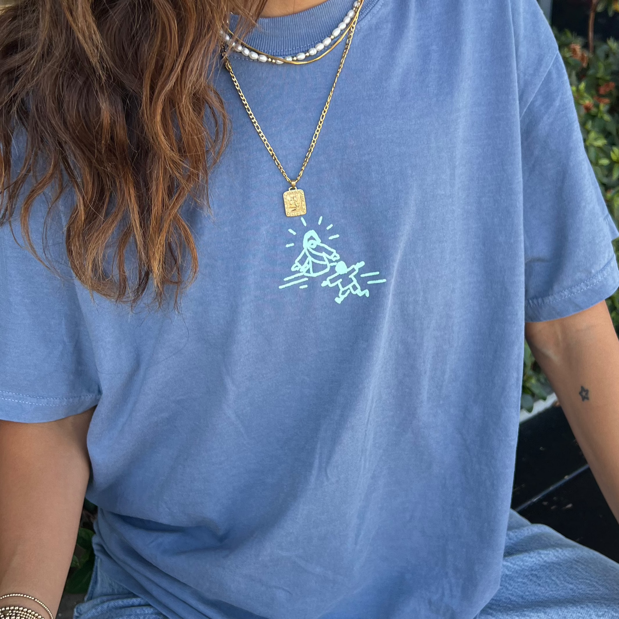 NEW! | "JESUS DOODLE" PREMIUM COMFORT COLOR TEE | BLUE JEAN