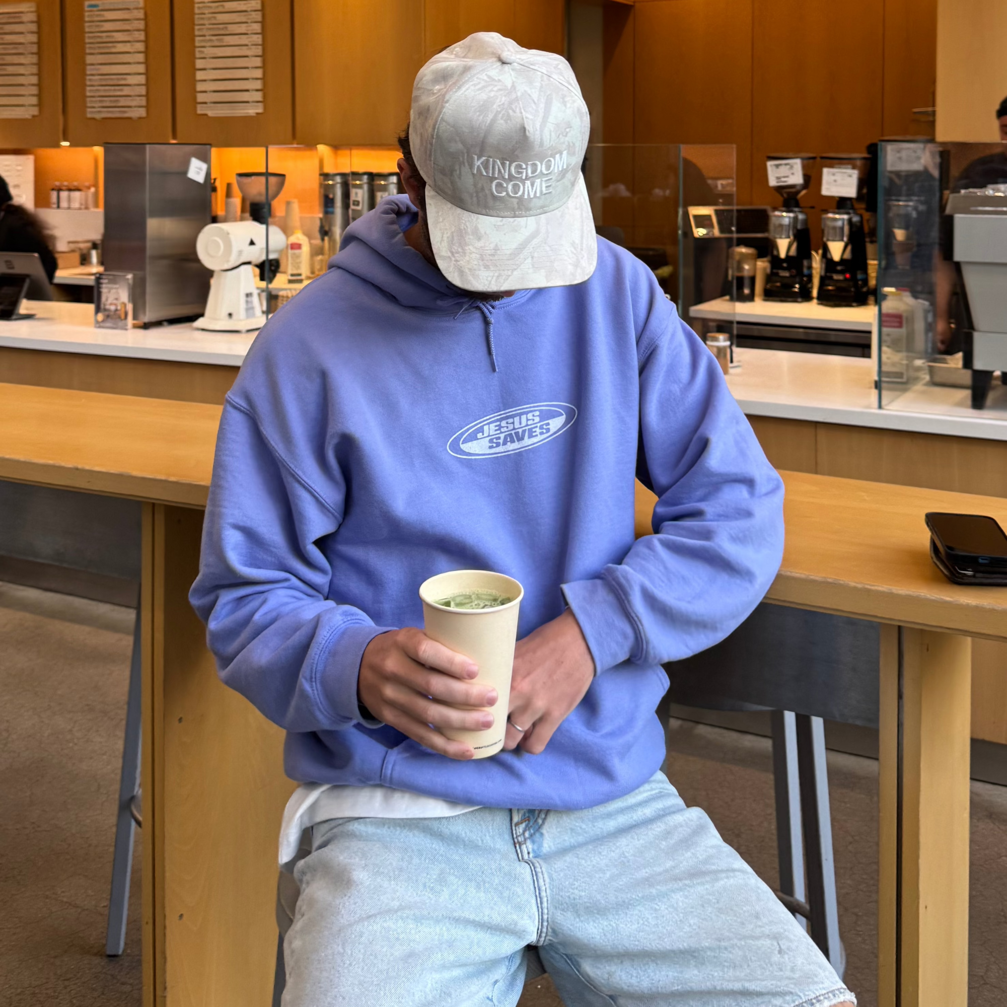 NEW! | "JESUS SAVES" RETRO HOODIE | VIOLET