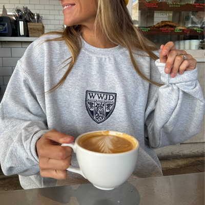 NEW! | VINTAGE "WWJD CREST" CREWNECK | ASH