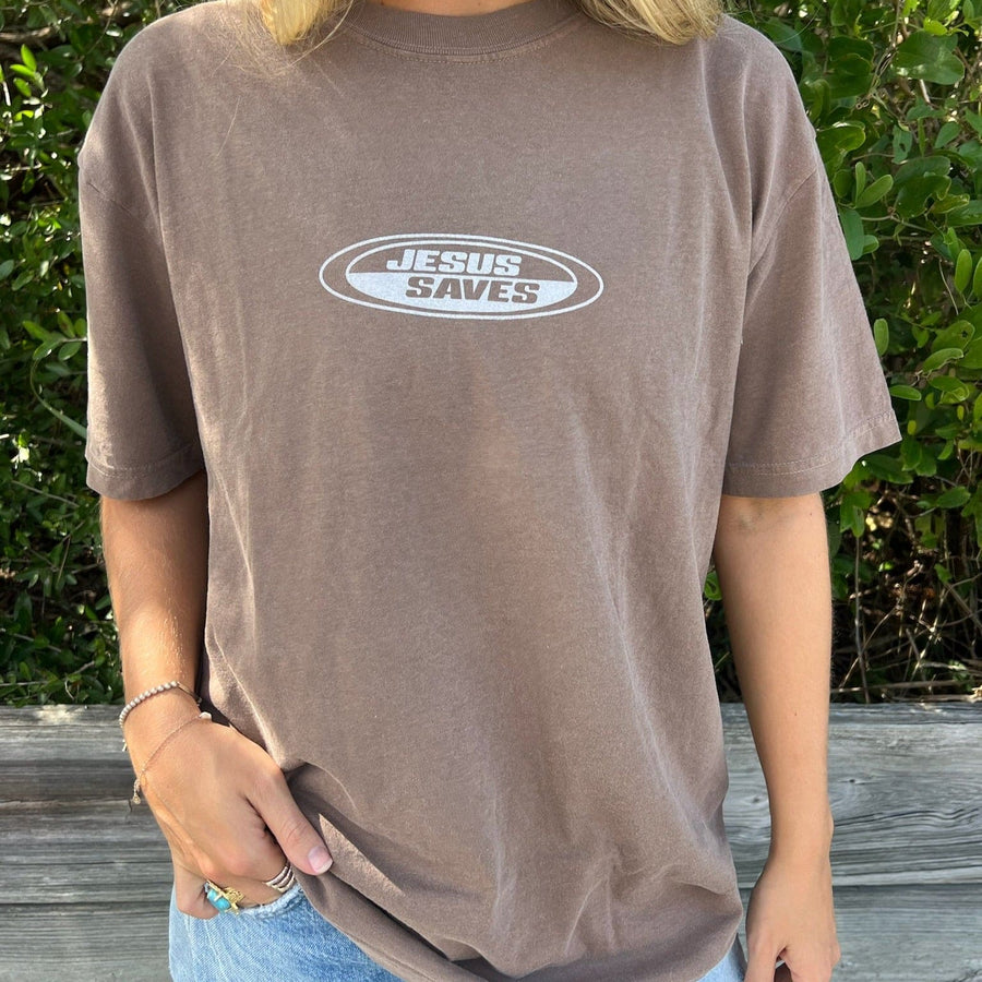 NEW! | "JESUS SAVES" PREMIUM COMFORT COLOR TEE | ESPRESSO