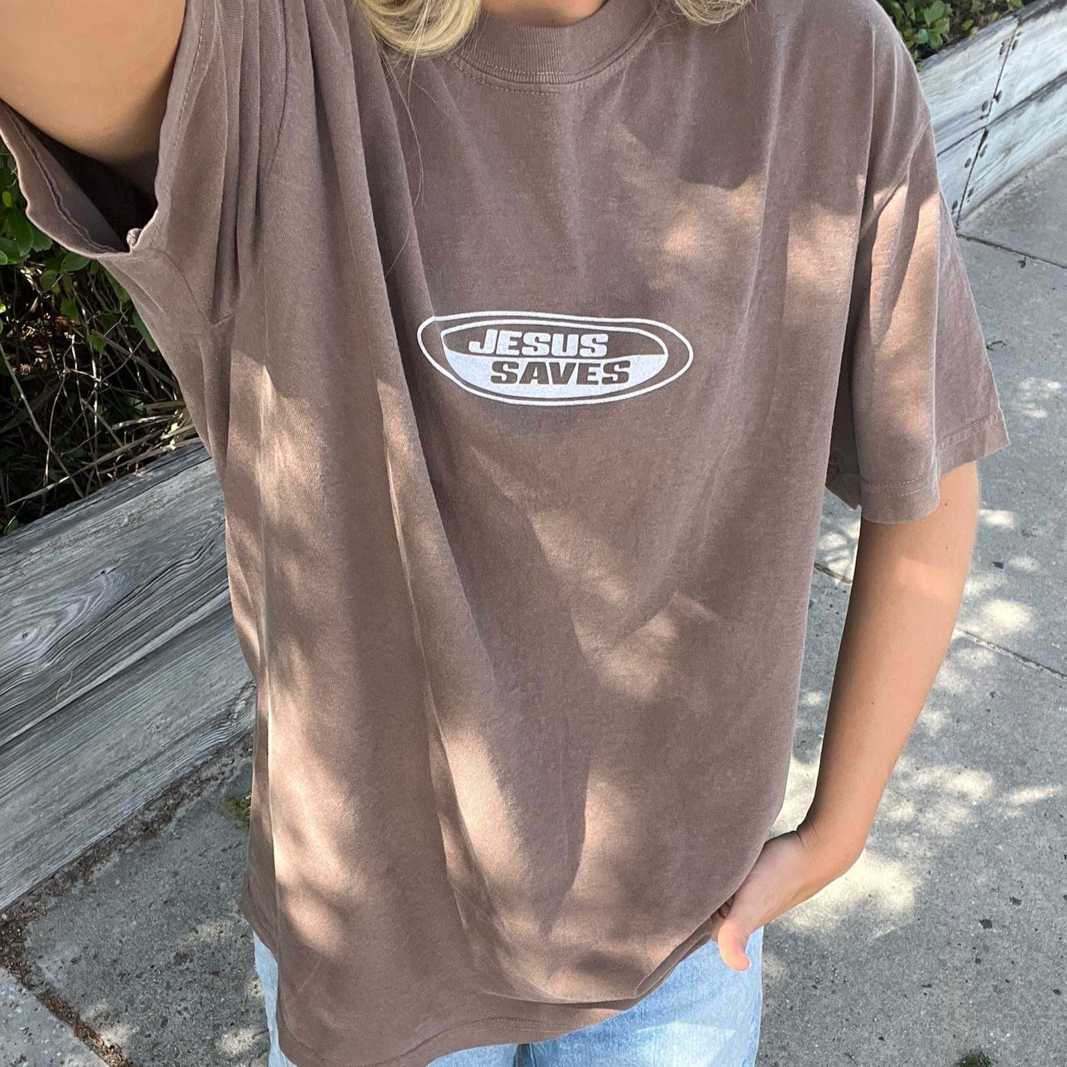 NEW! | "JESUS SAVES" PREMIUM COMFORT COLOR TEE | ESPRESSO