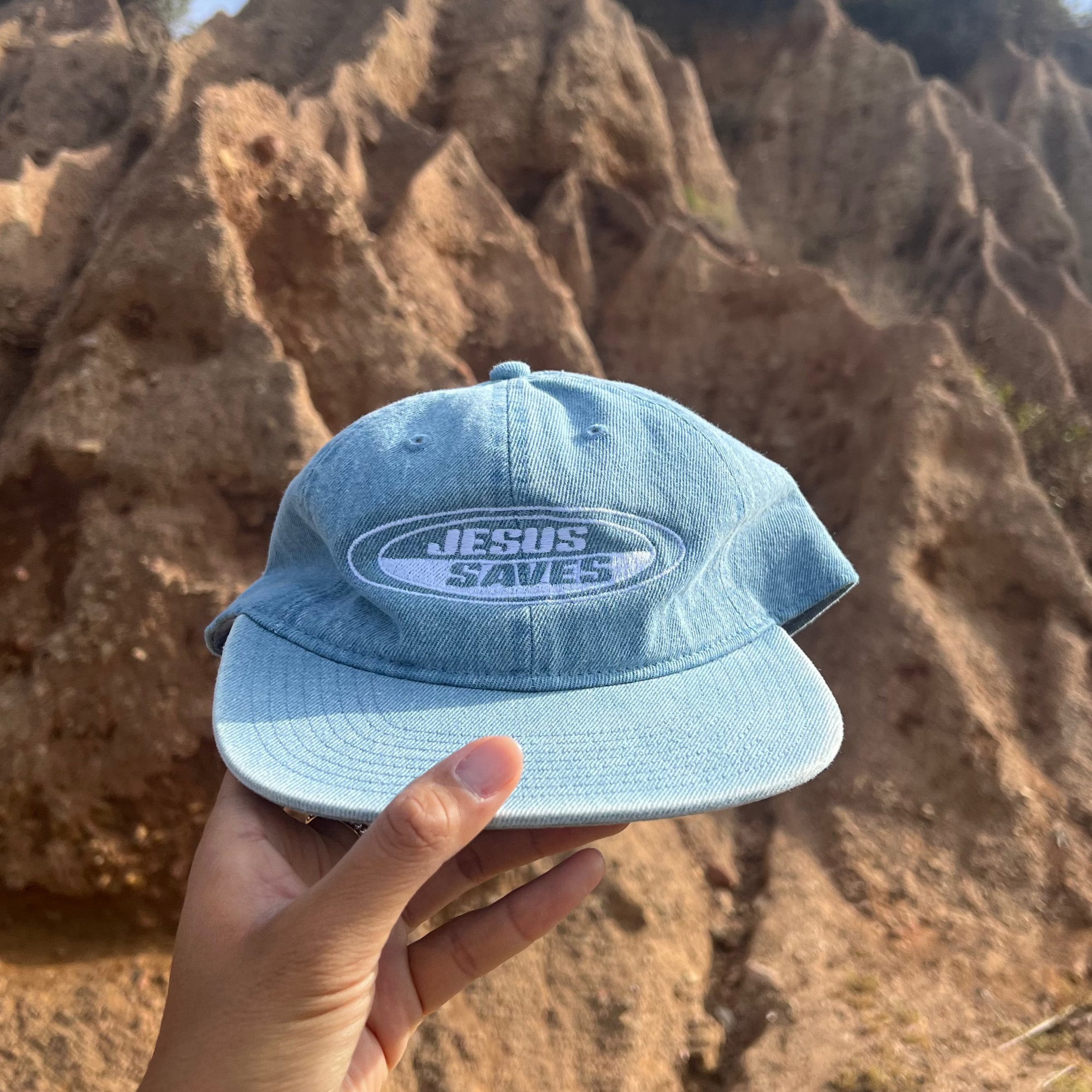 NEW | "JESUS SAVES" PREMIUM EMBROIDERED HAT | DENIM