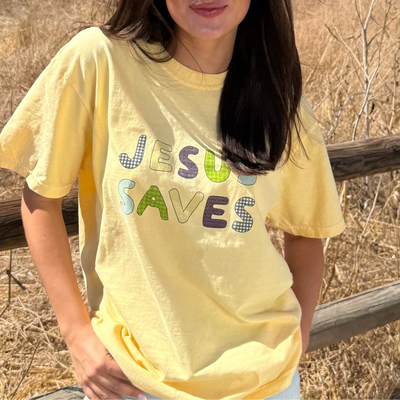 JESUS SAVES PATCHWORK COMFROT COLOR TEE