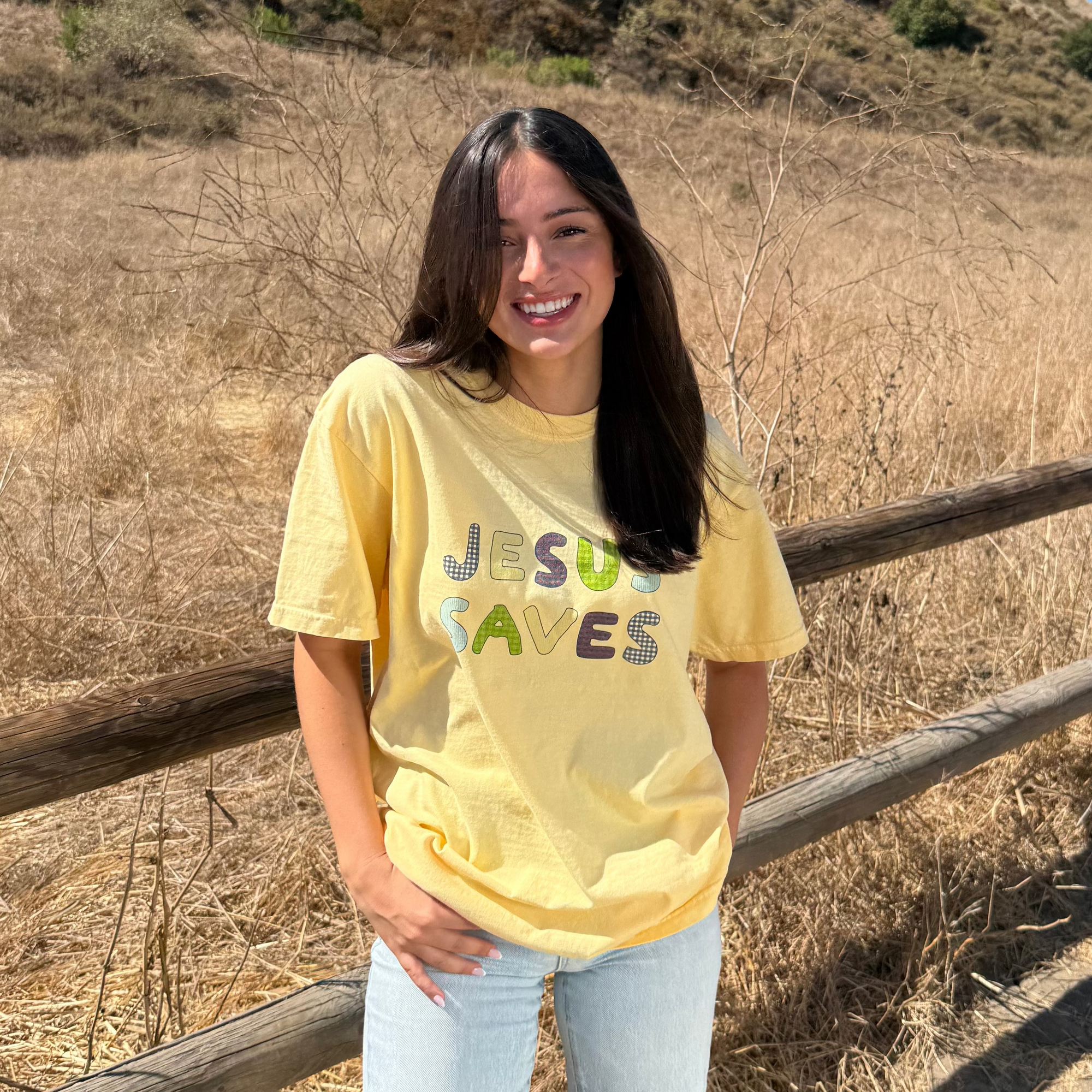 JESUS SAVES PATCHWORK COMFROT COLOR TEE