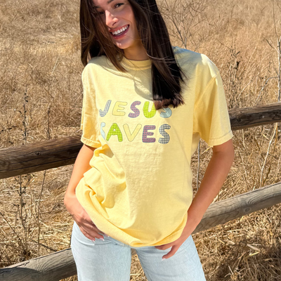 JESUS SAVES PATCHWORK COMFROT COLOR TEE