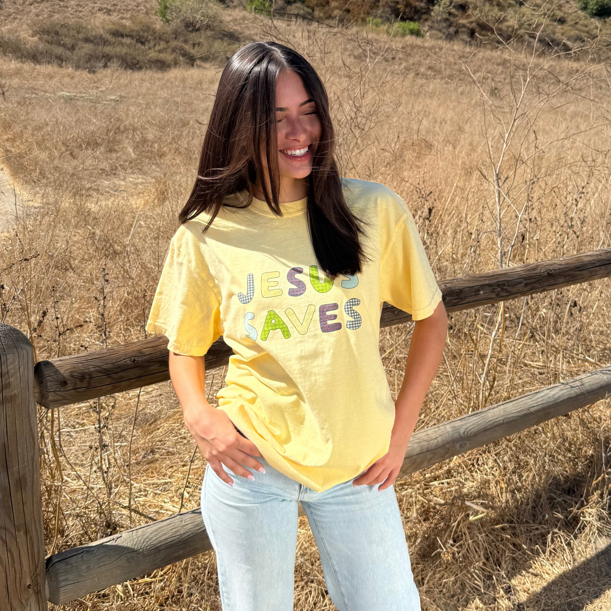 JESUS SAVES PATCHWORK COMFROT COLOR TEE