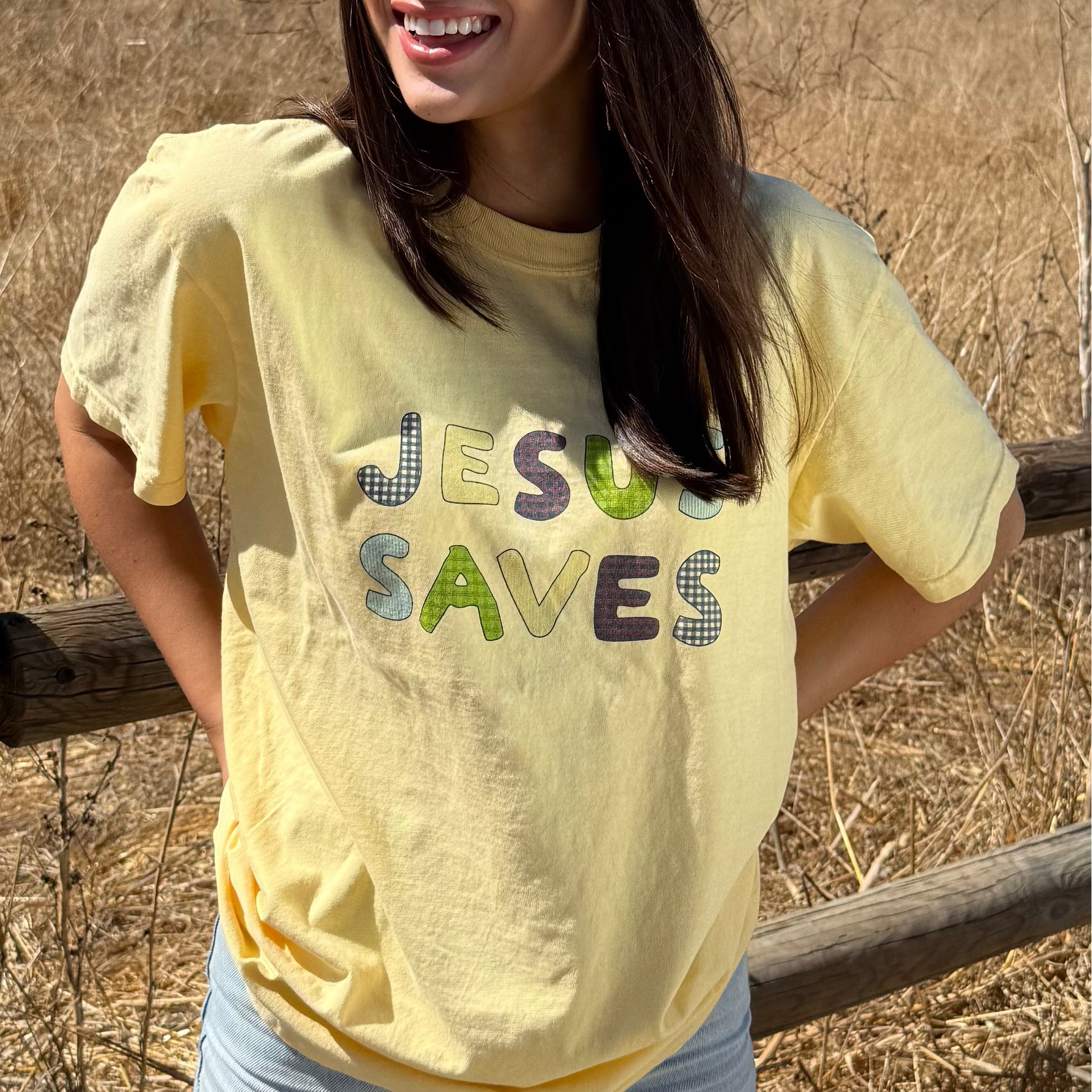 JESUS SAVES PATCHWORK COMFROT COLOR TEE