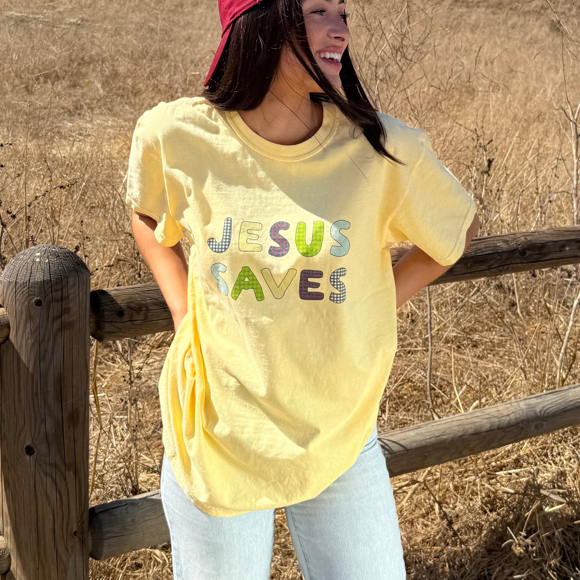 JESUS SAVES PATCHWORK COMFROT COLOR TEE
