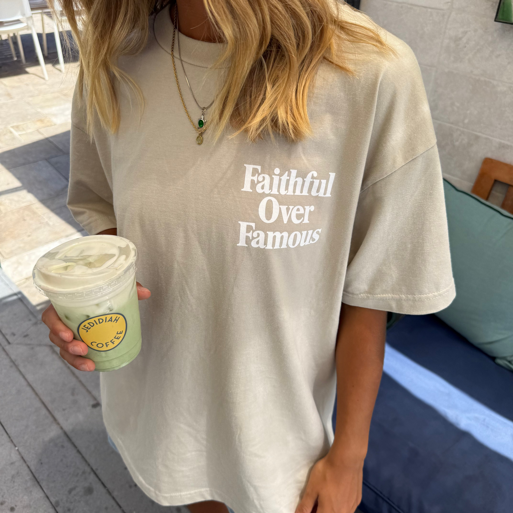 NEW! | "FAITHFUL OVER FAMOUS" TEE | SAND