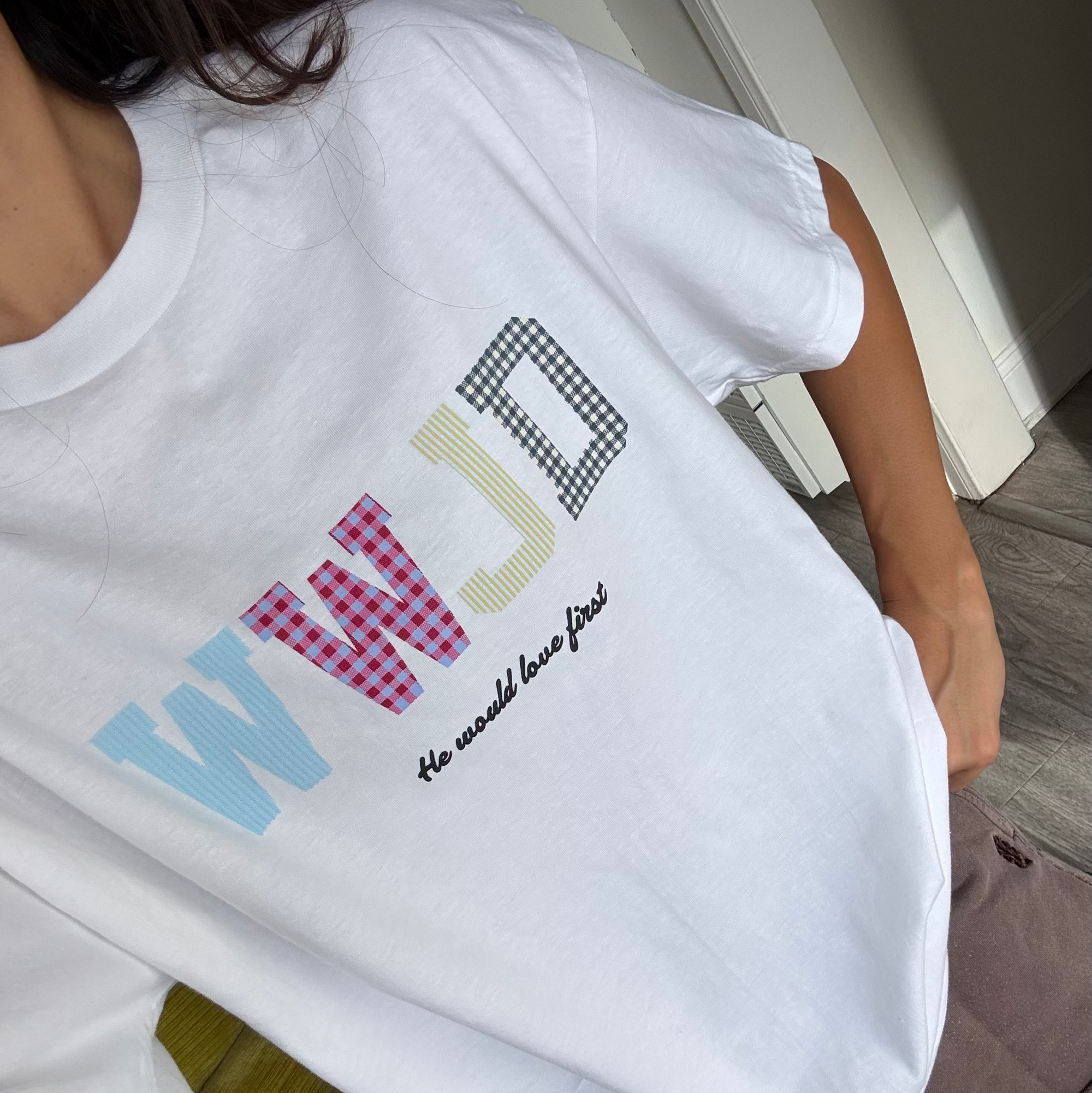 WWJD PATCHWORK TEE