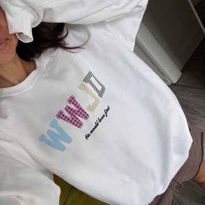 WWJD PATCHWORK CREWNECK