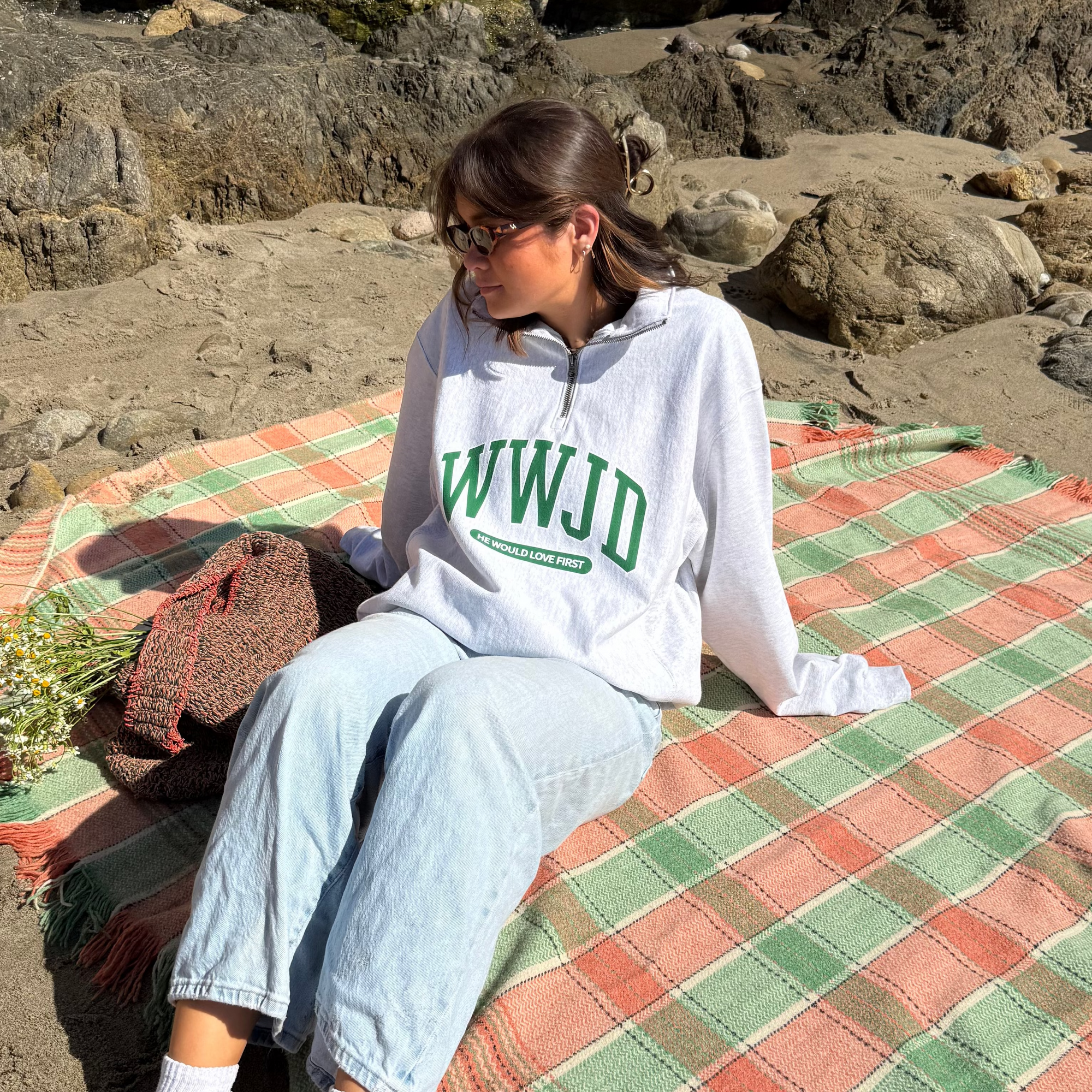 NEW! | "WWJD" UNIVERSITY QUARTER ZIP | ASH