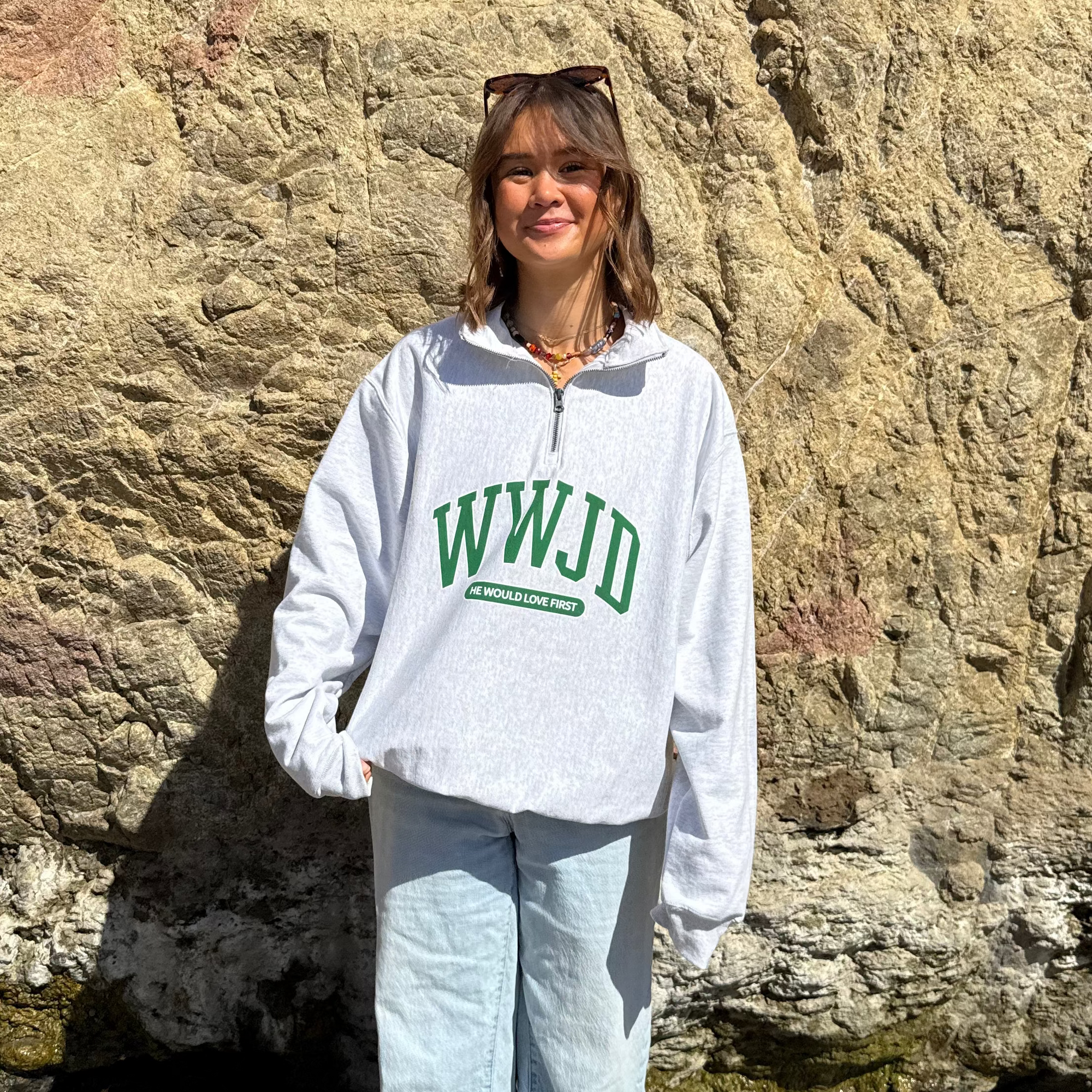 NEW! | "WWJD" UNIVERSITY QUARTER ZIP | ASH
