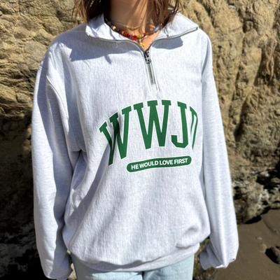 NEW! | "WWJD" UNIVERSITY QUARTER ZIP | ASH
