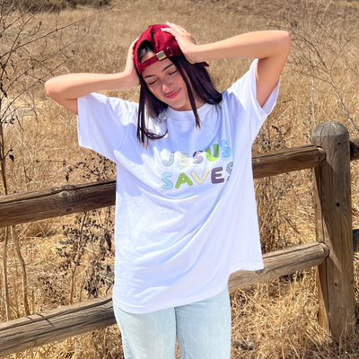 JESUS SAVES PATCHWORK TEE