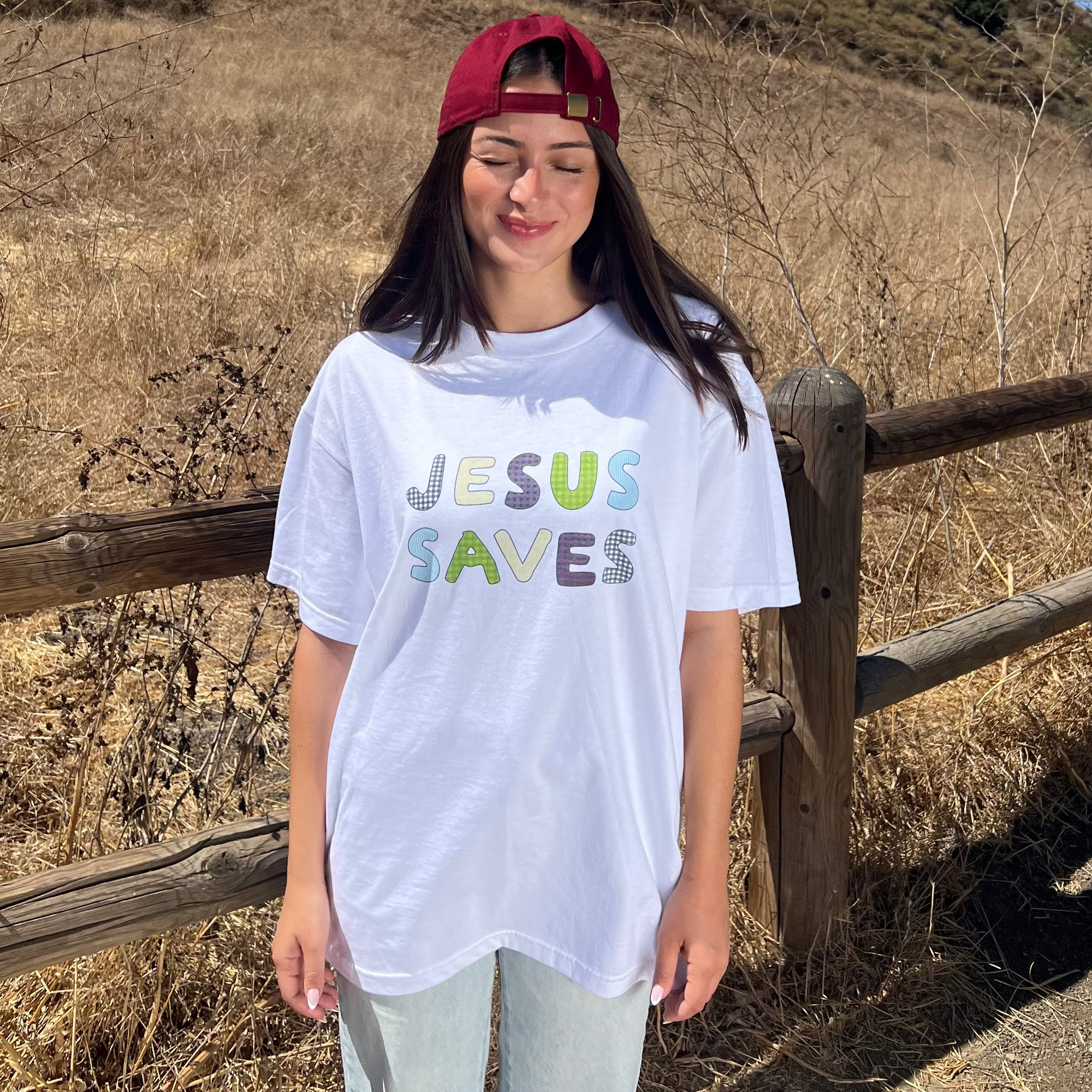 JESUS SAVES PATCHWORK TEE