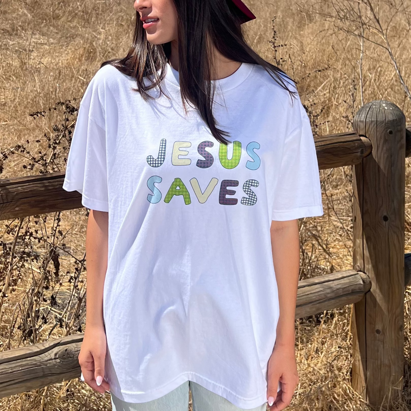 JESUS SAVES PATCHWORK TEE