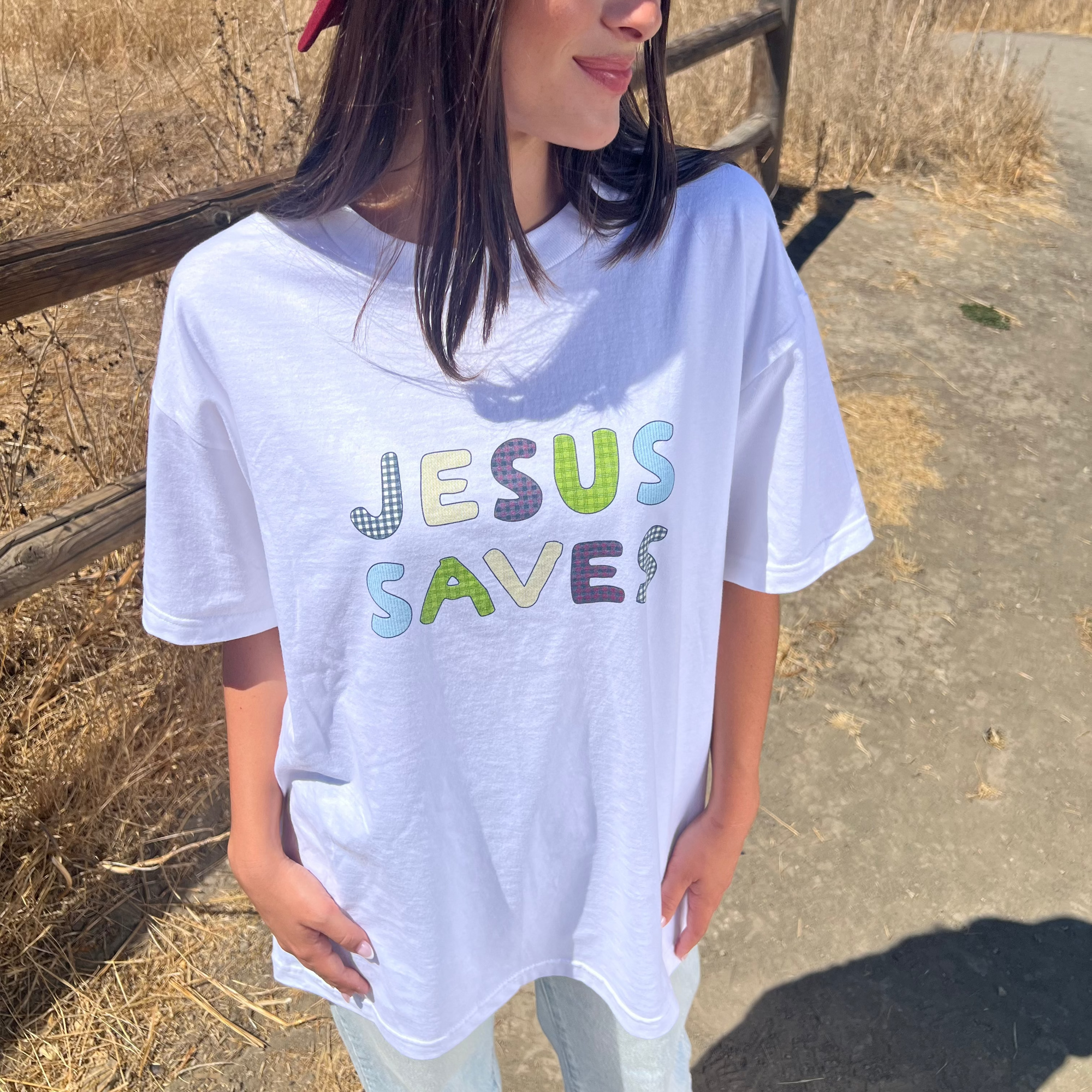 JESUS SAVES PATCHWORK TEE