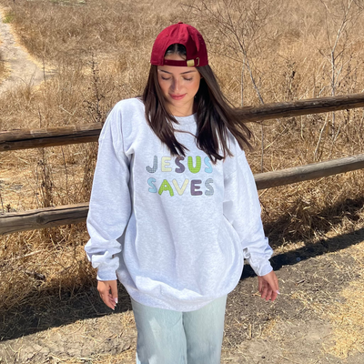JESUS SAVES PATCHWORK CREWNECK