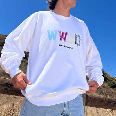 WWJD PATCHWORK CREWNECK