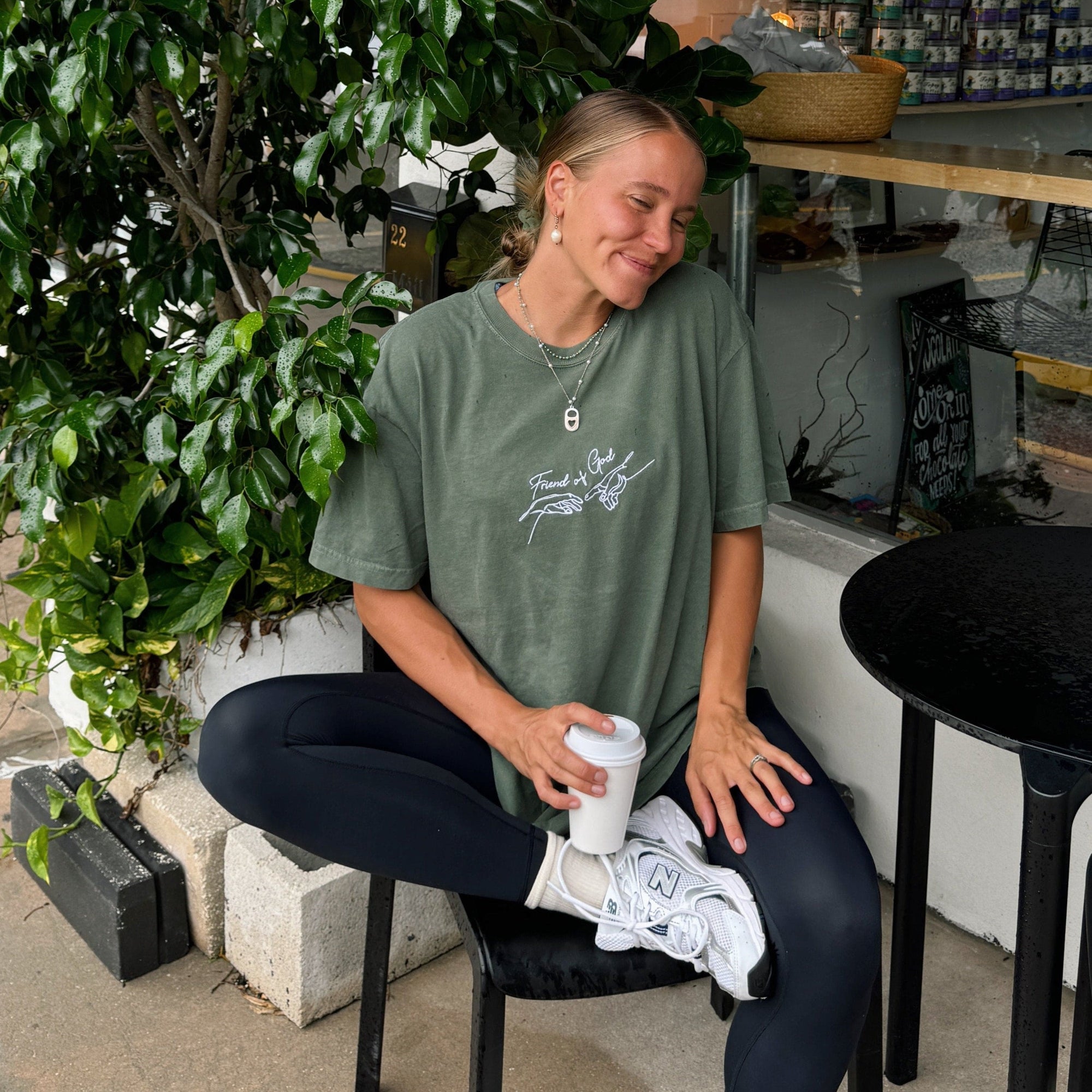 "FRIEND OF GOD" EMBROIDERED COMFORT COLOR TEE | MOSS