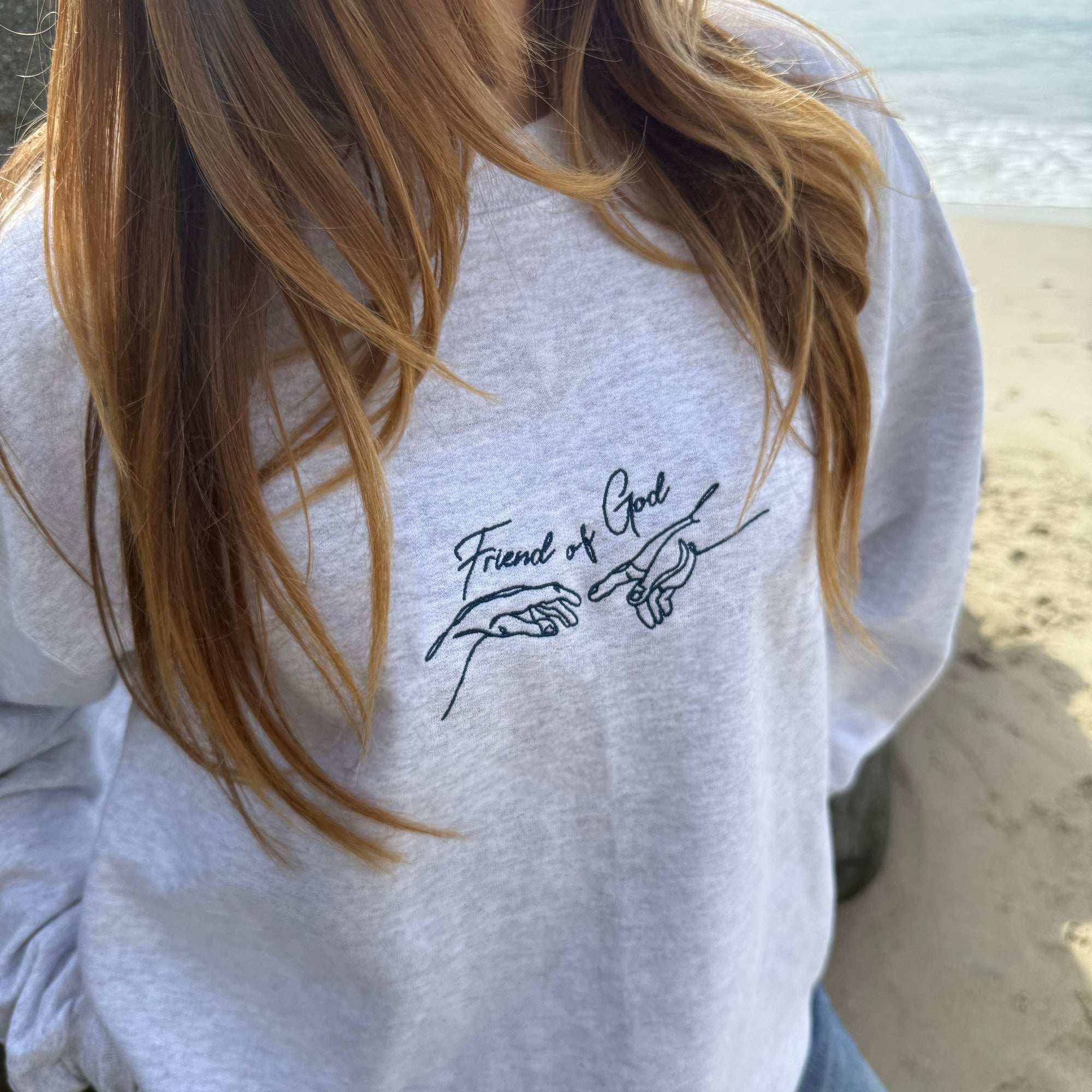 RESTOCK! | "FRIEND OF GOD" | PREMIUM EMBROIDERED CREWNECK | ASH